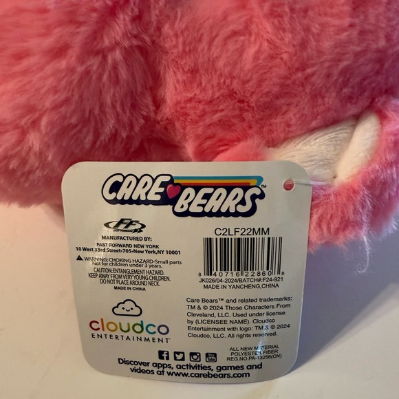NWT Care Bears Cheer Pink Plush Crossbody Bag Zipper Closure Soft - Picture 9 of 9